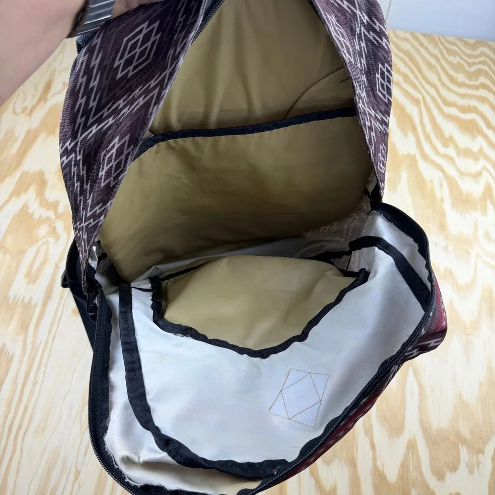 Dakine Southwestern Geometric Print Backpack‎ Brown Red Laptop Sleeve 18in